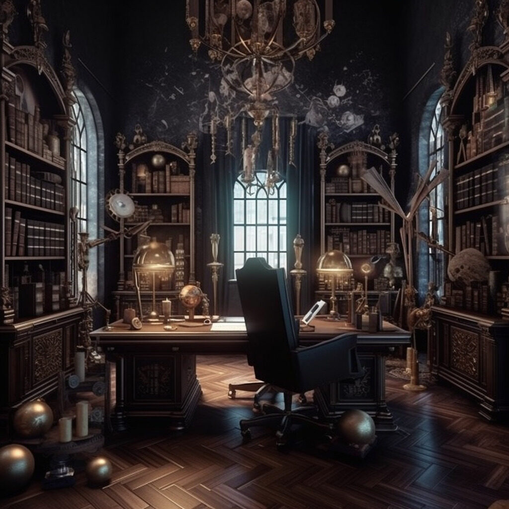 gothic inspired dark academia office aesthetic